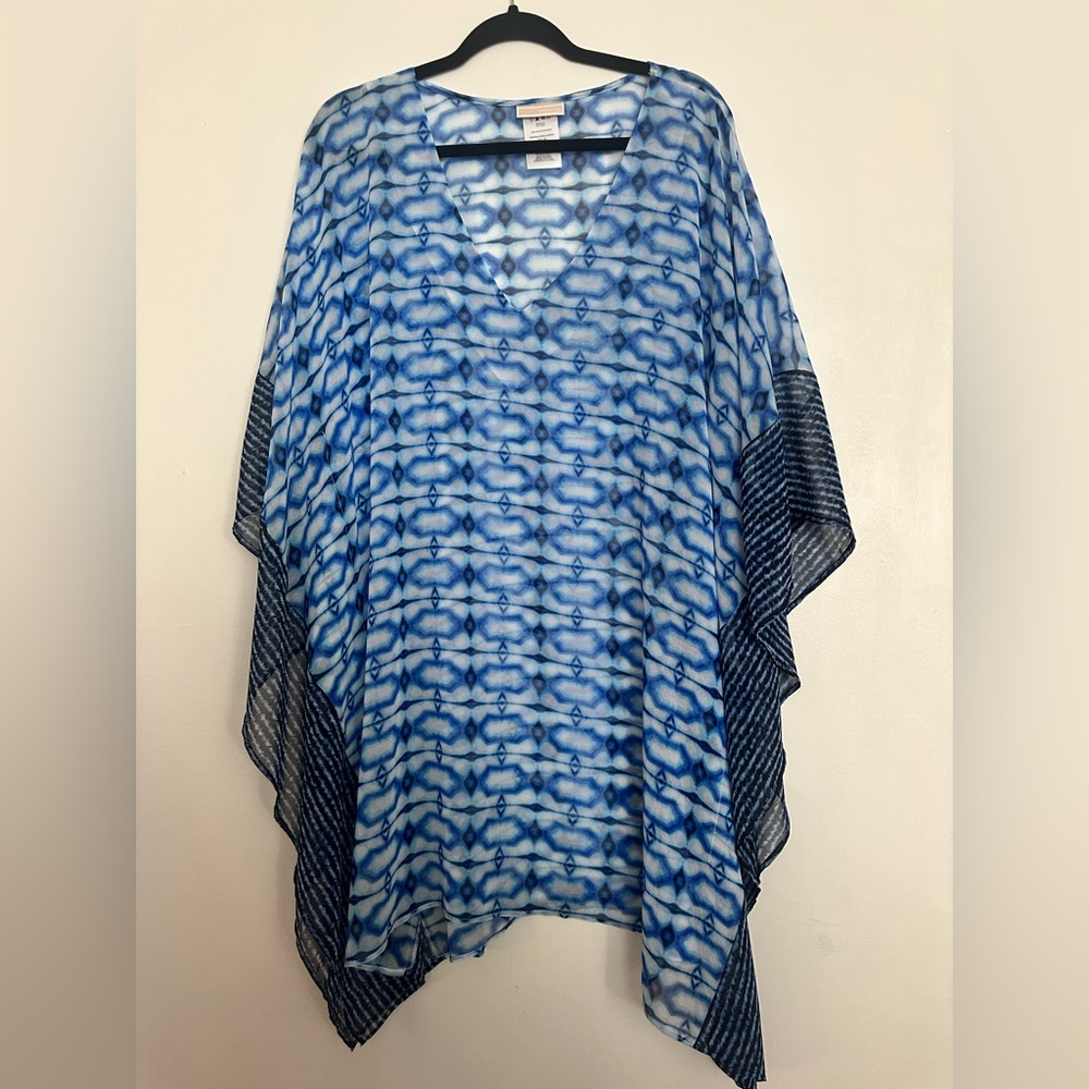 MICHAEL Michael Kors Blue Artistic gradient pattern Cover Up - Picture 3 of 6